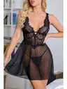 Siyah Tül Babydoll Dantel Gecelik Bella Notte 15501